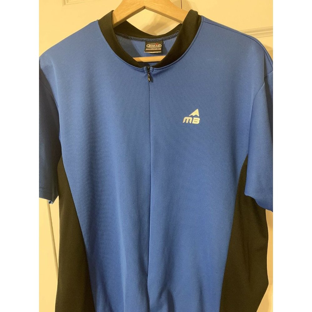 Mt Borah XL Black Blue Half Zip Cycling Jersey 3‎ Bottle Pockets 100% Micro-Poly